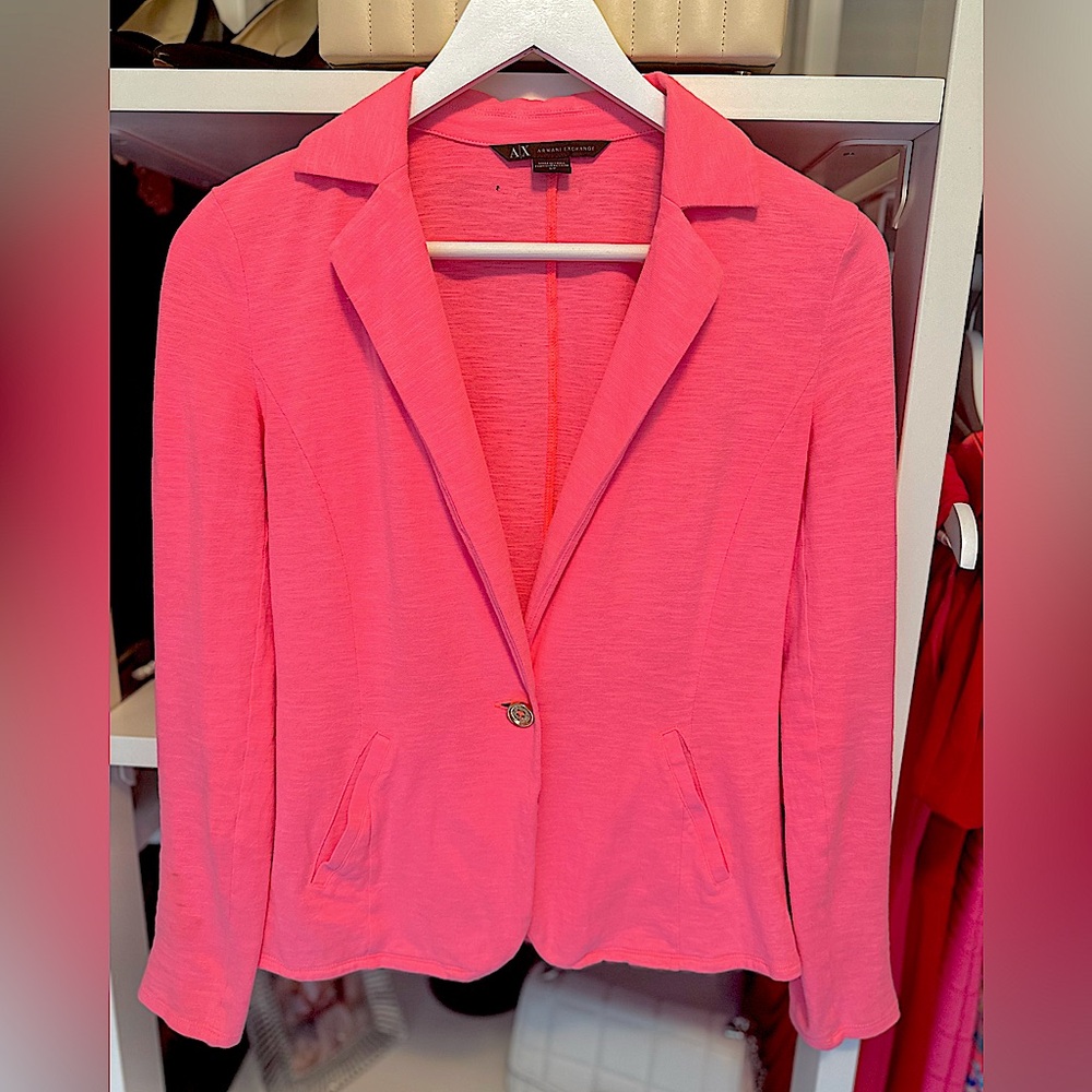Armani Exchange Hot Pink Pleated Back Blazer